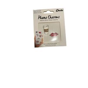 New Coffee & Lips Peel‎ & Stick Metal Phone Charms